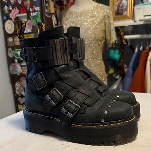 Dr. Martens Black Jadon Hinge Buckle Platform Combat Boots